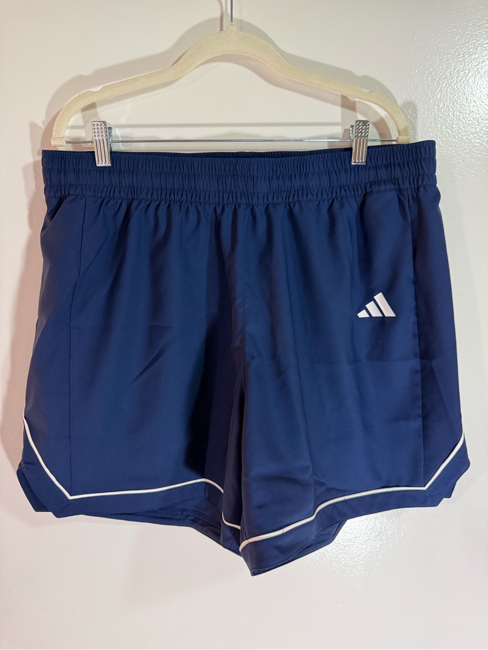 adidas Navy Athletic Running Shorts with White Trim